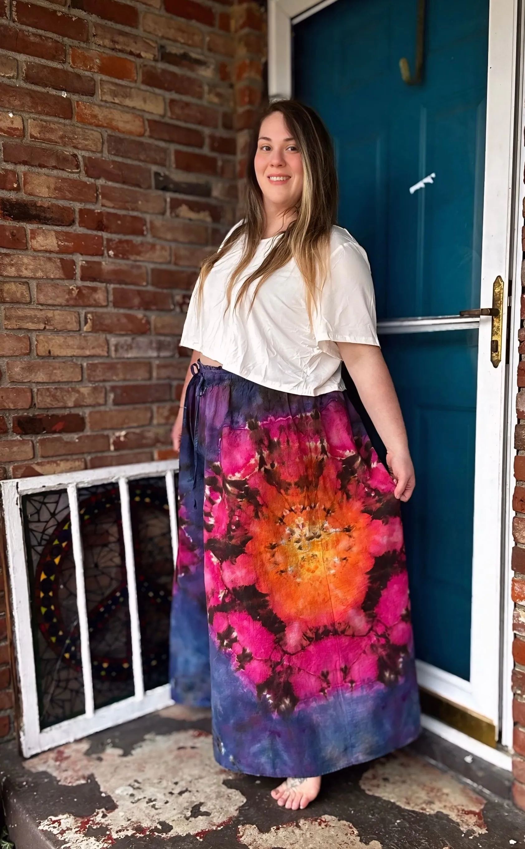 1XL Sunset Mandala Flowy Pants with pockets