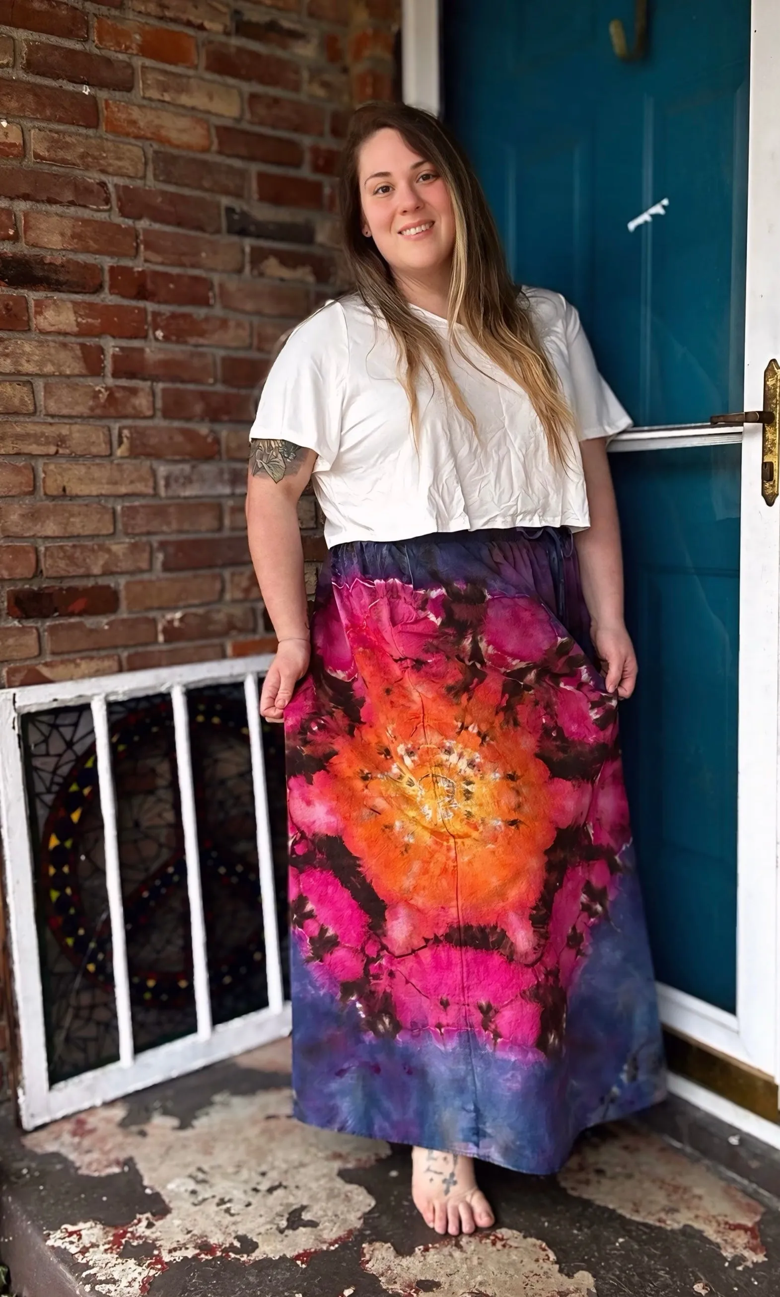 1XL Sunset Mandala Flowy Pants with pockets