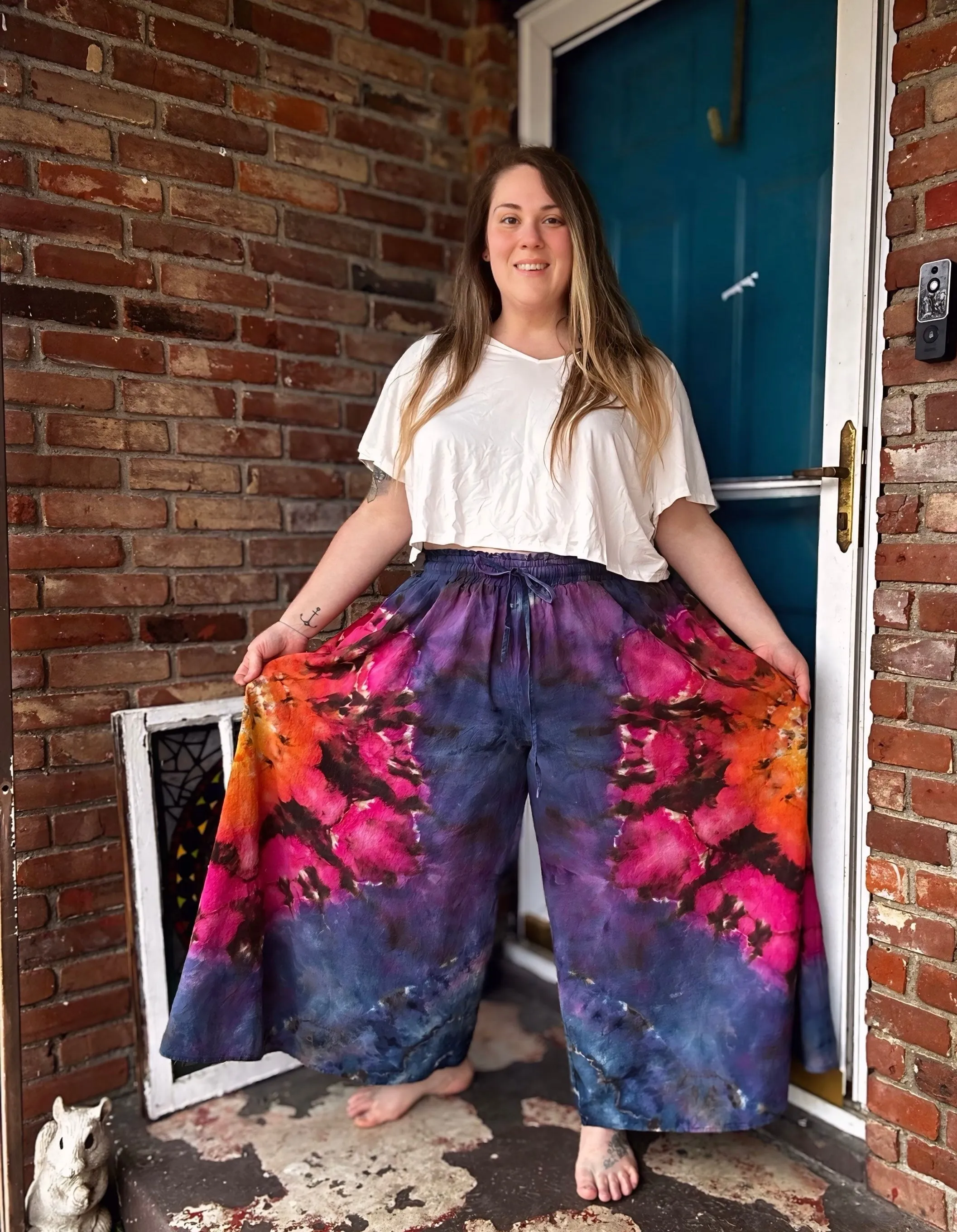 1XL Sunset Mandala Flowy Pants with pockets