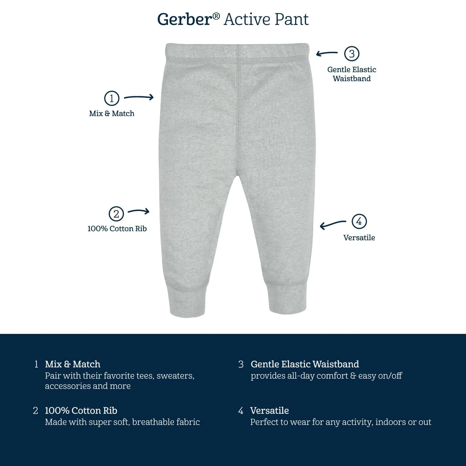3-Pack Baby Neutral Stripe, Gray, & Black Pants
