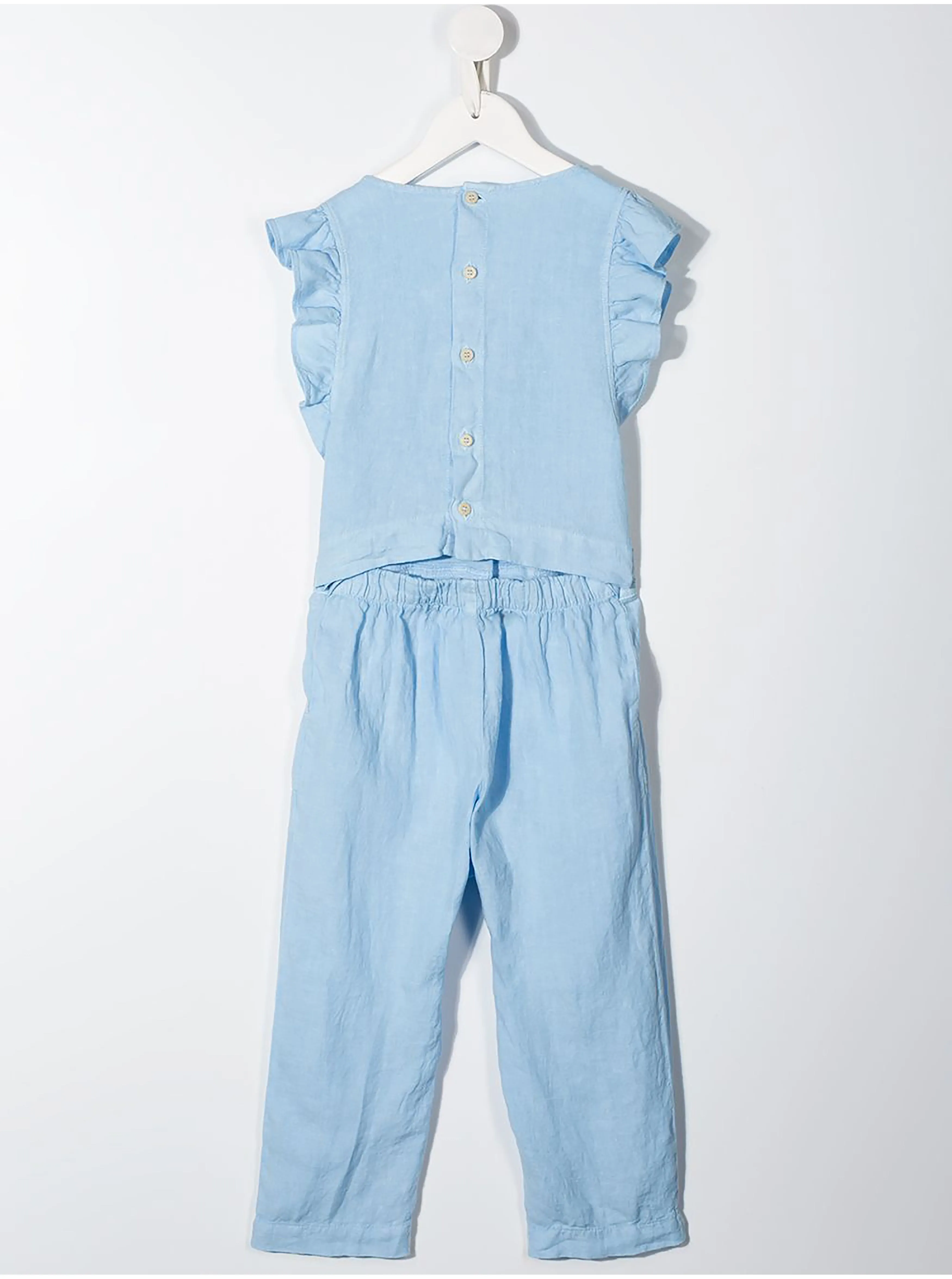 [5y] Il Gufo Linen Ruffle-Trimmed Jumpsuit