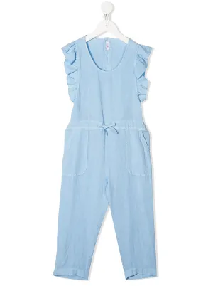 [5y] Il Gufo Linen Ruffle-Trimmed Jumpsuit