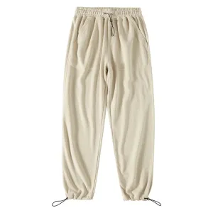 Adjustable Drawstring Men's Sweatpants: Casual Baggy Sports Trousers with Solid Color and Pockets