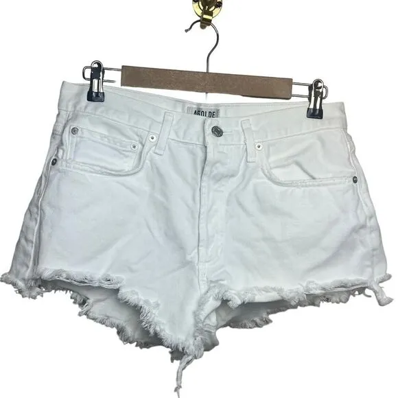 AGOLDE Parker White Cut Off Button Fly Shorts Sz. 29
