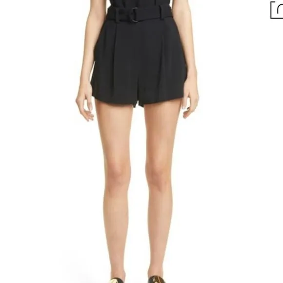 A.L.C. bronson belted high waist pleated black sho