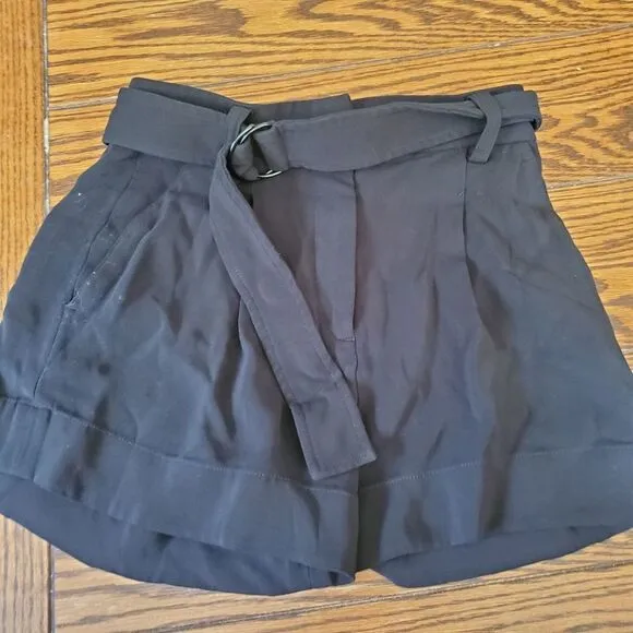 A.L.C. bronson belted high waist pleated black sho
