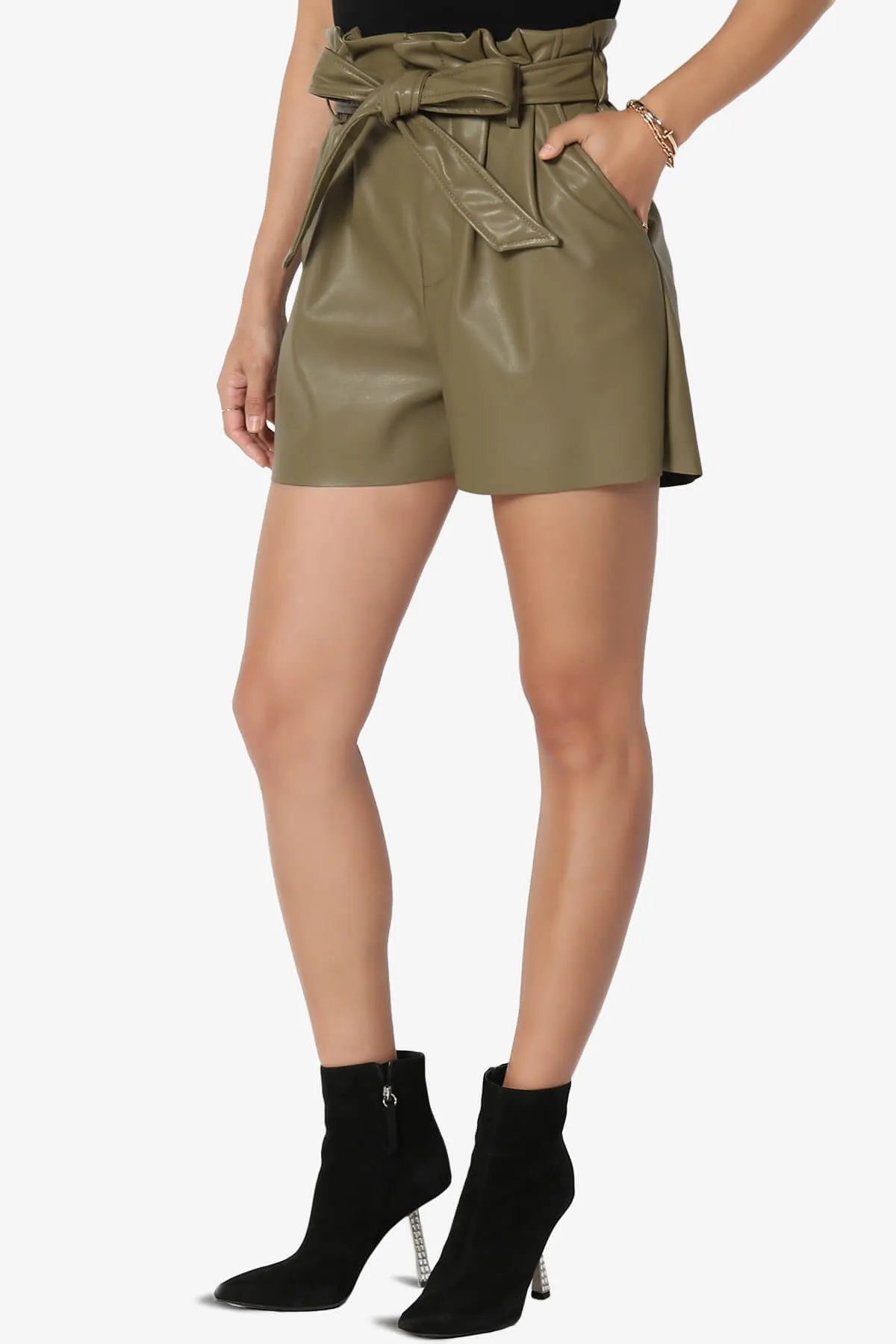 Aldene Vegan Leather High Rise Shorts