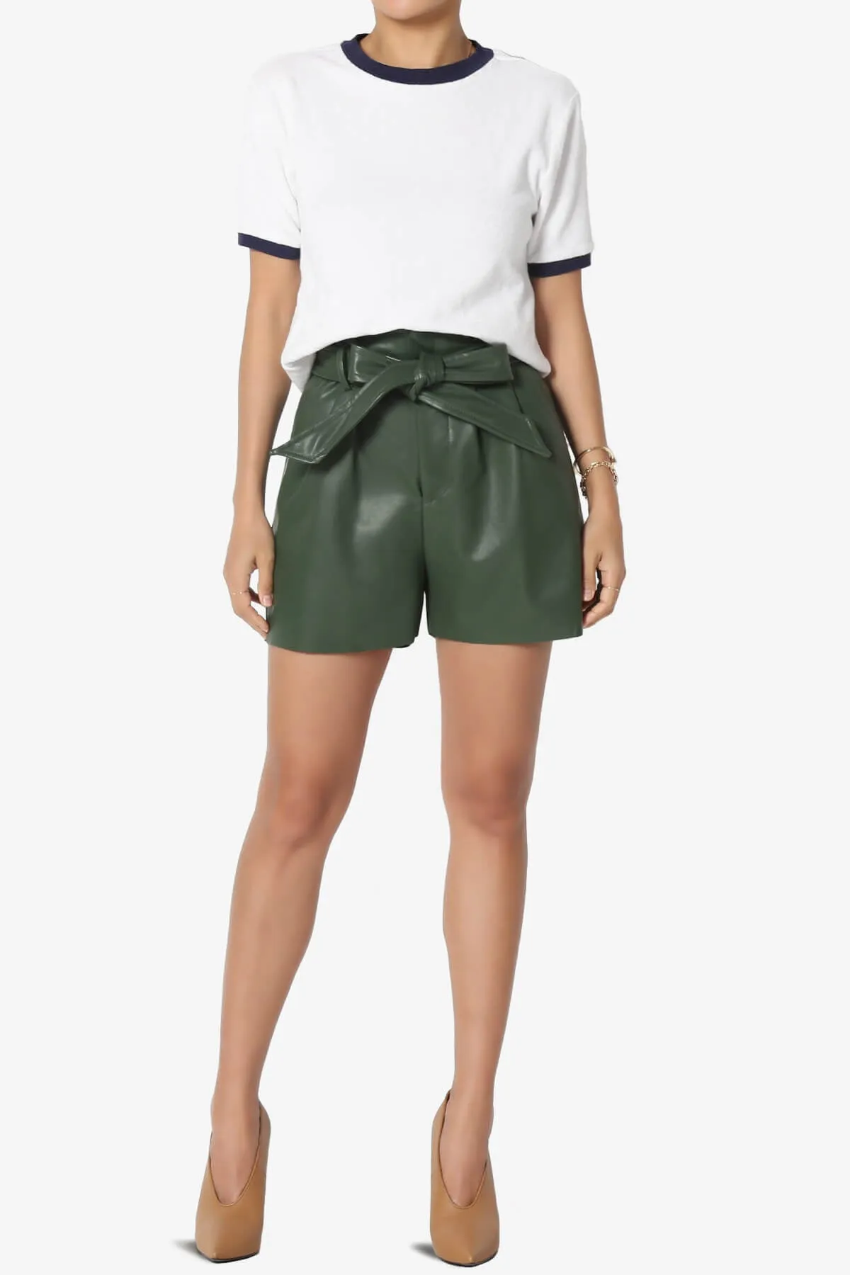 Aldene Vegan Leather High Rise Shorts