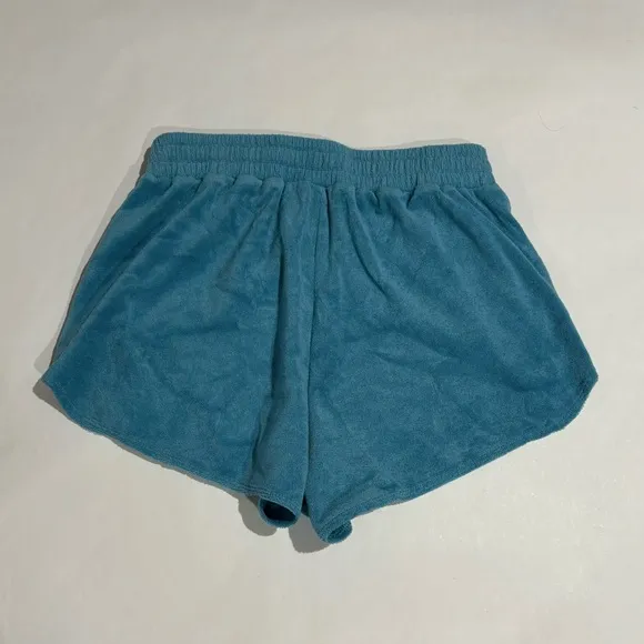 ALO Yoga Terry High Waist Beachside Shorts in Blue Splash