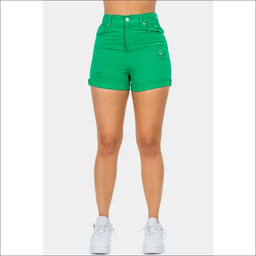 American Bazi High Waist Distressed Denim Shorts