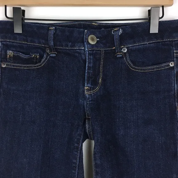 AMERICAN EAGLE Jean Shorts Cut Off Bermuda Long Stretch Denim Dark Wash Size 4