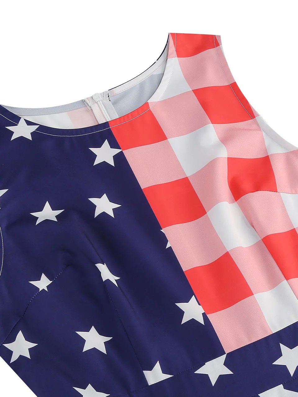 American Flag Stars Stripes  Sleeveless 1950S Vintage Dress