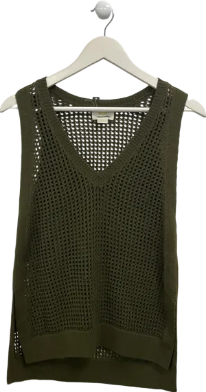 anthropologie Green Maeve Open Crochet Top UK XS