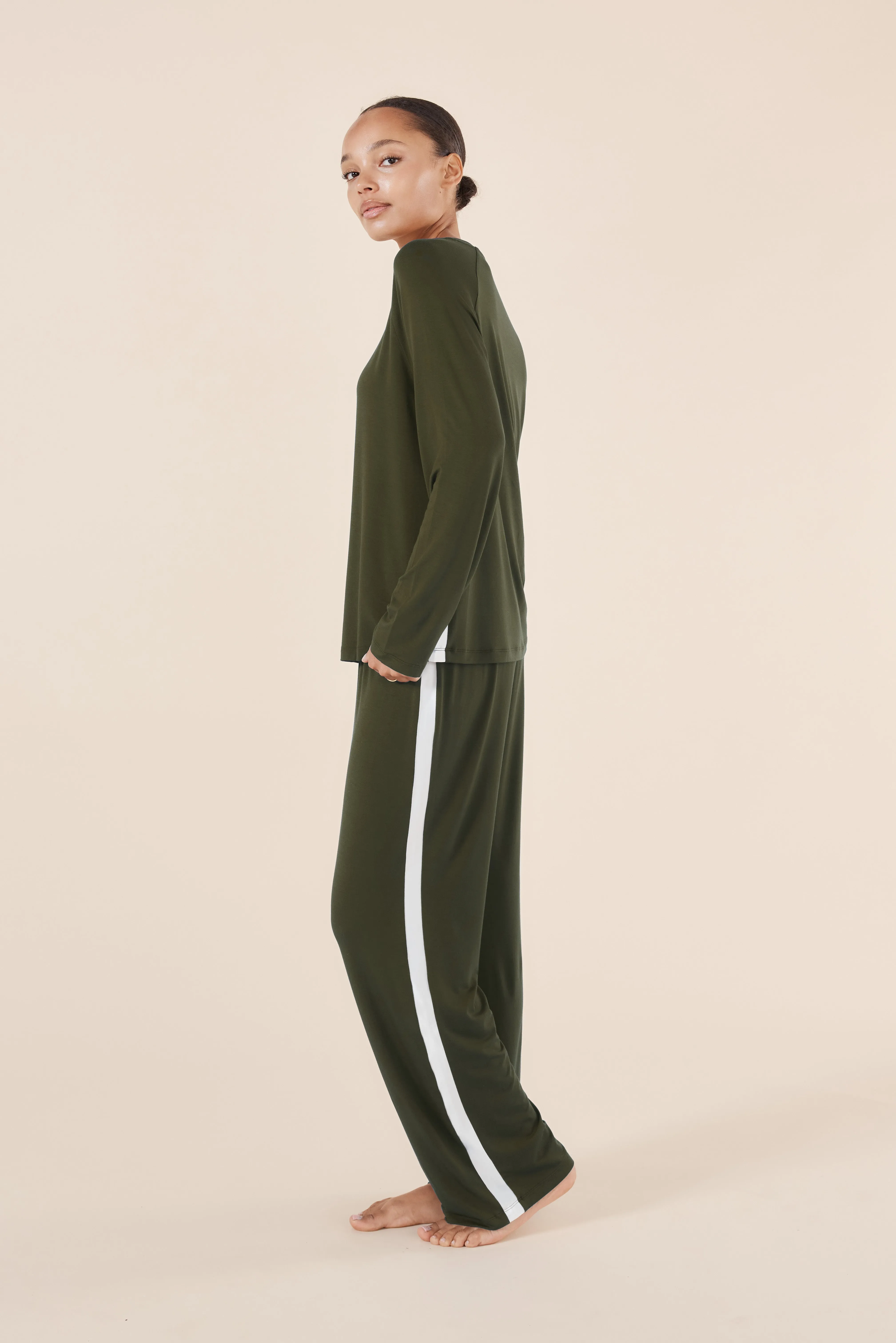 Anya Bamboo Sporty PJ Set / Forrest Green