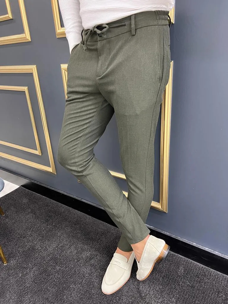 Avion Khaki Slim Fit Laced Pants