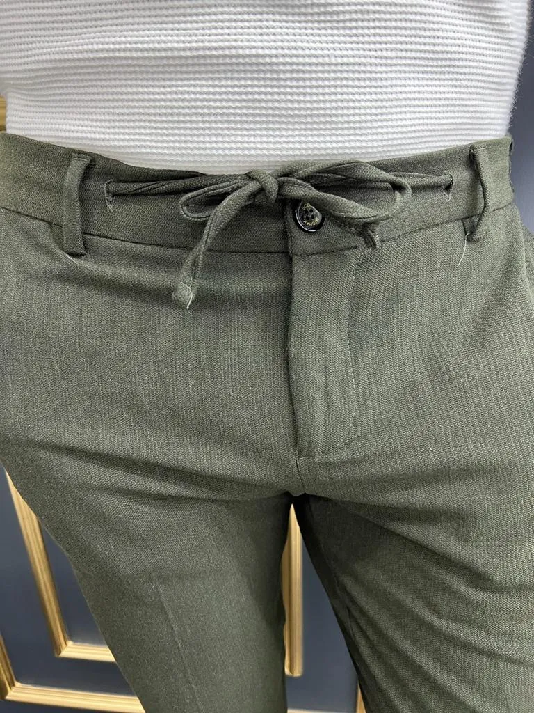 Avion Khaki Slim Fit Laced Pants
