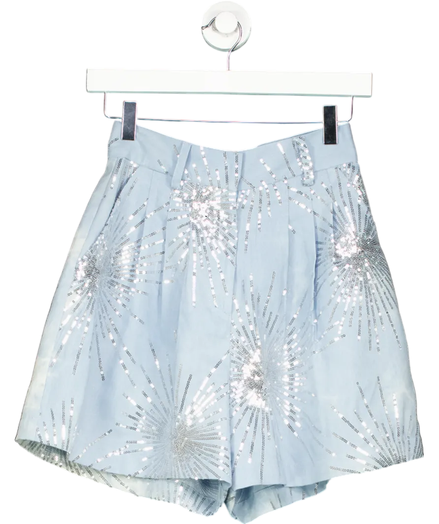 Bambah Blue High Waist Sequin Beach Shorts UK 8