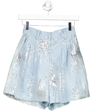 Bambah Blue High Waist Sequin Beach Shorts UK 8