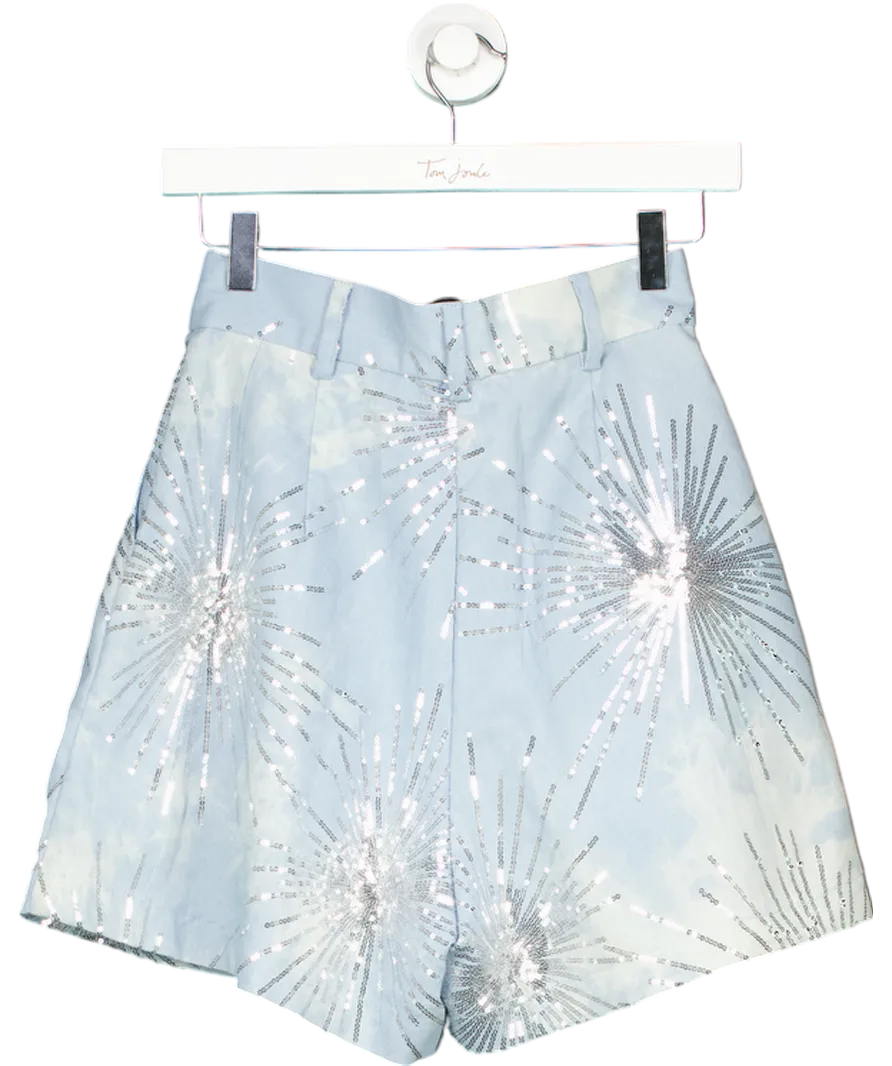 Bambah Blue High Waist Sequin Beach Shorts UK 8