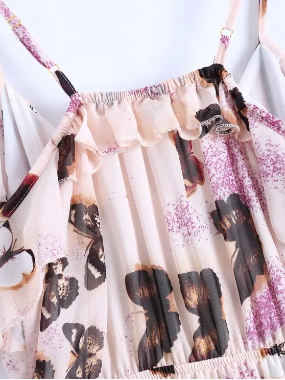 BerryBetty - Cute Butterfly Cold Shoulder Chiffon Dress