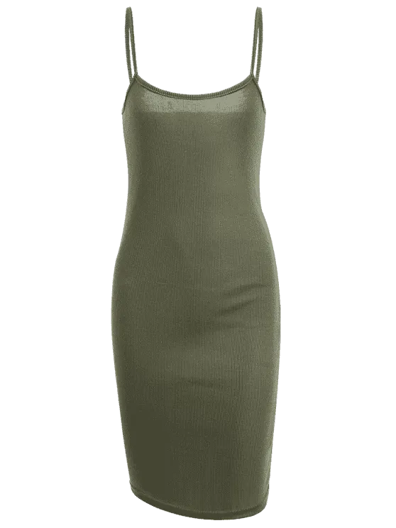 BerryBetty - Fun Slit Ribbed Bodycon Slip Dress
