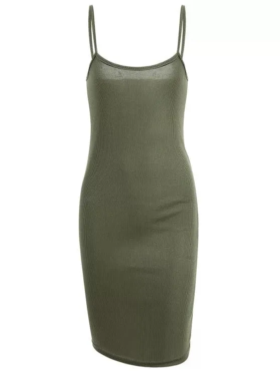 BerryBetty - Fun Slit Ribbed Bodycon Slip Dress