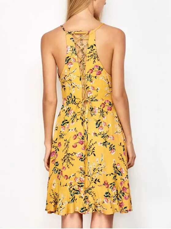BerryBetty - Gorgeous Crossover Floral Print Cami Dress