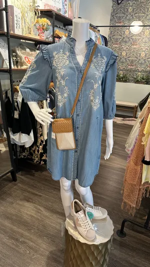 Billy T Ella Embroidered Denim Shirtdress