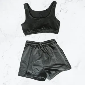 Black 2 Piece Casual Loungewear Active Set