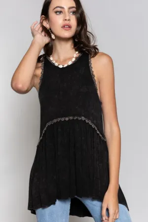 Black Crochet Detail w/ Back Zipper Tank