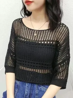 Black Crochet Top