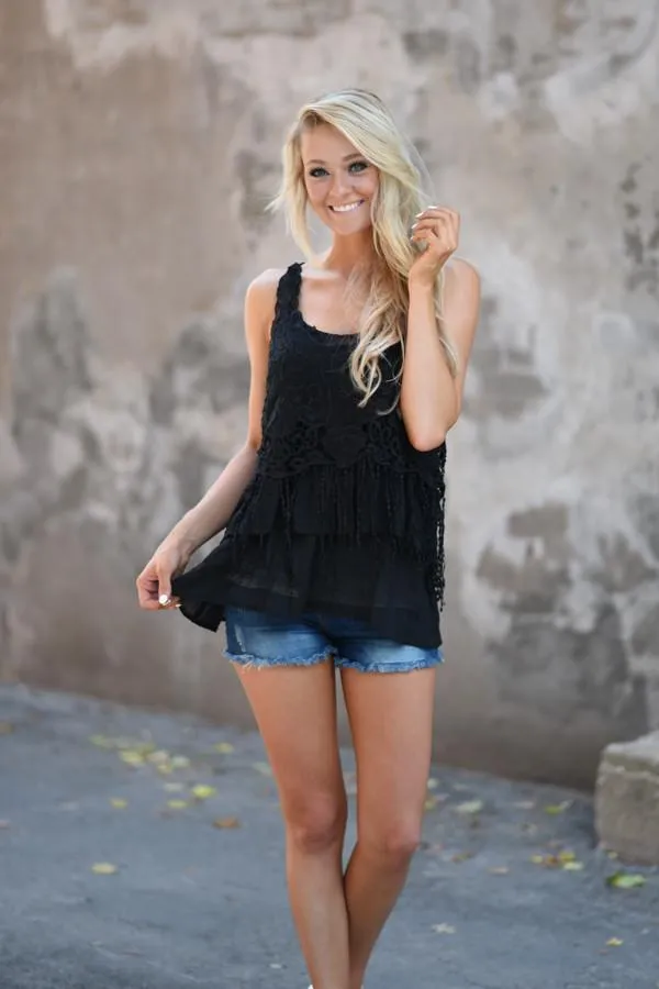 Black Crochet Top
