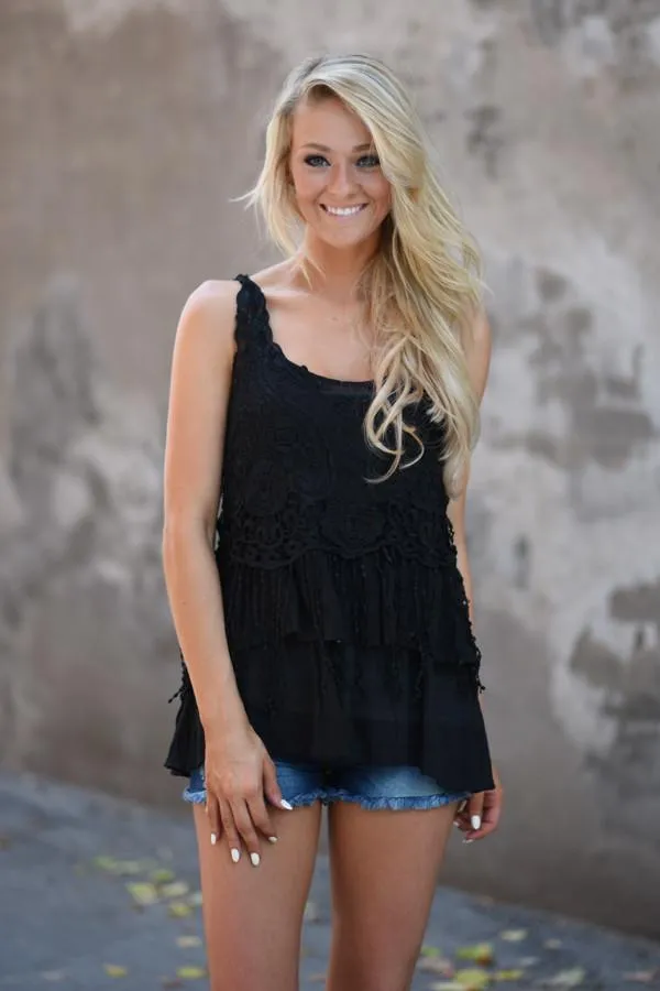 Black Crochet Top