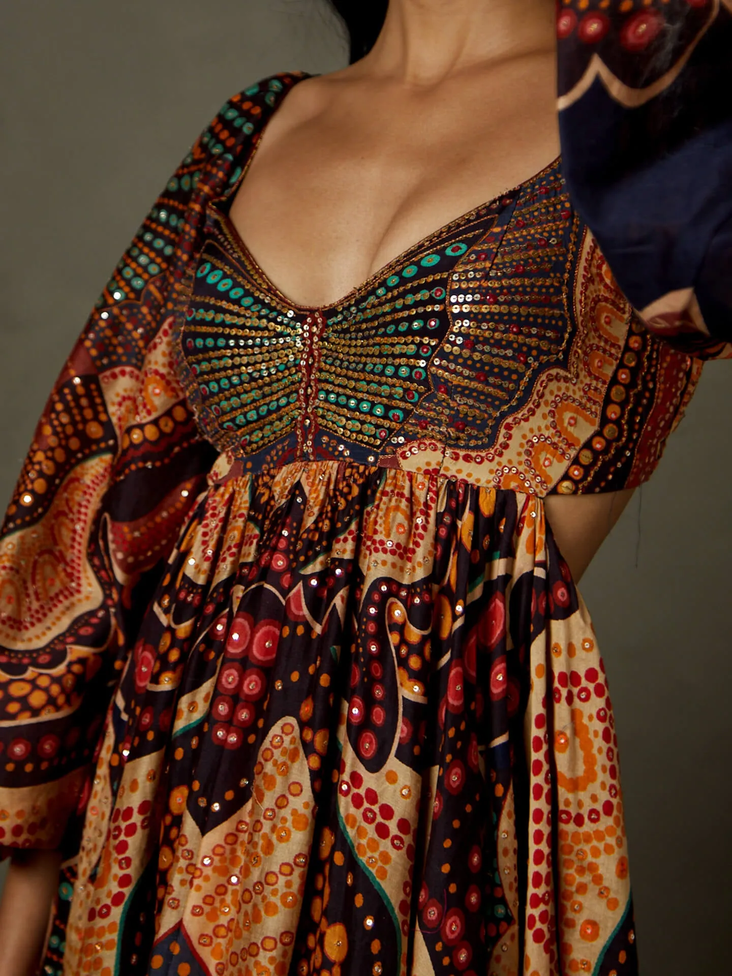 Black embroidered petunia dress