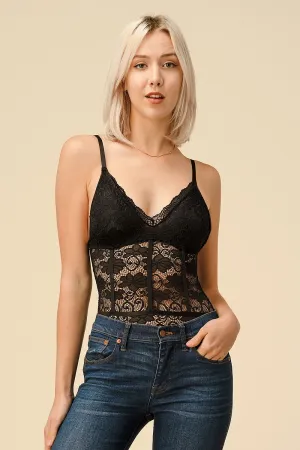 Black Floral Crochet Lace Bodysuit 11/17/24 9261