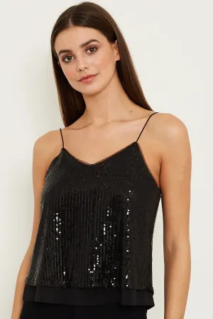 Black Sequin Cami Top