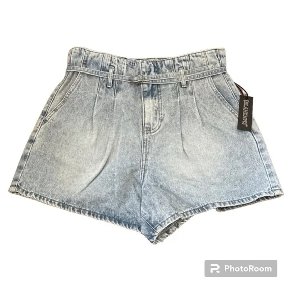 BLANKNYC Acid Stone Wash High Waisted Belted Jean Denim Shorts Womens 28 M