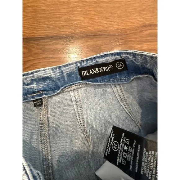 BLANKNYC Acid Stone Wash High Waisted Belted Jean Denim Shorts Womens 28 M