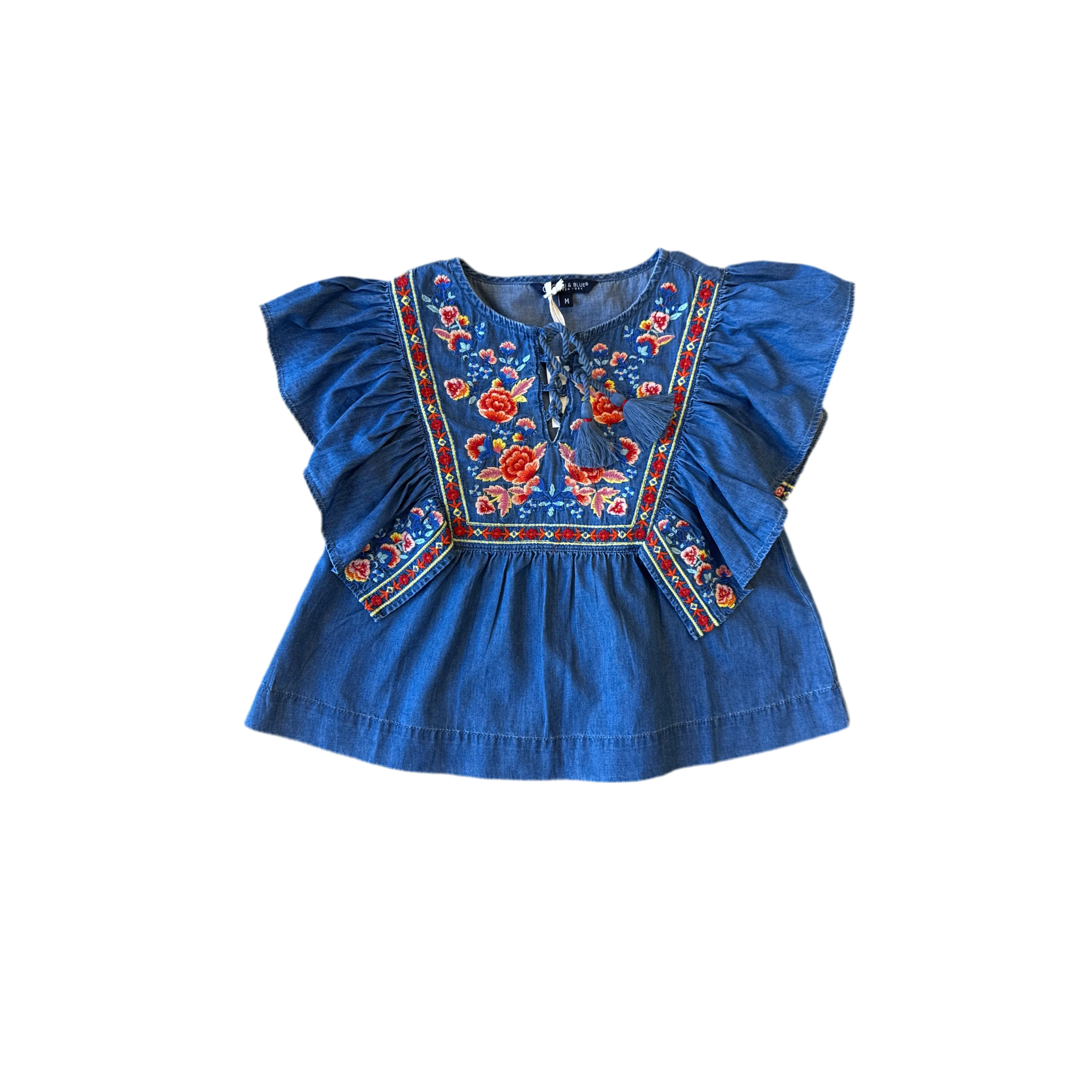 Blu & Blue Daisy Embroidered Top