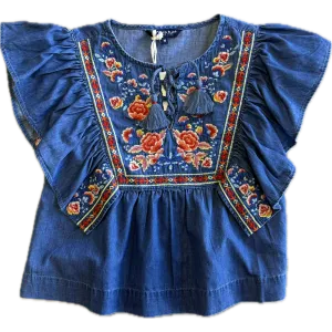 Blu & Blue Daisy Embroidered Top