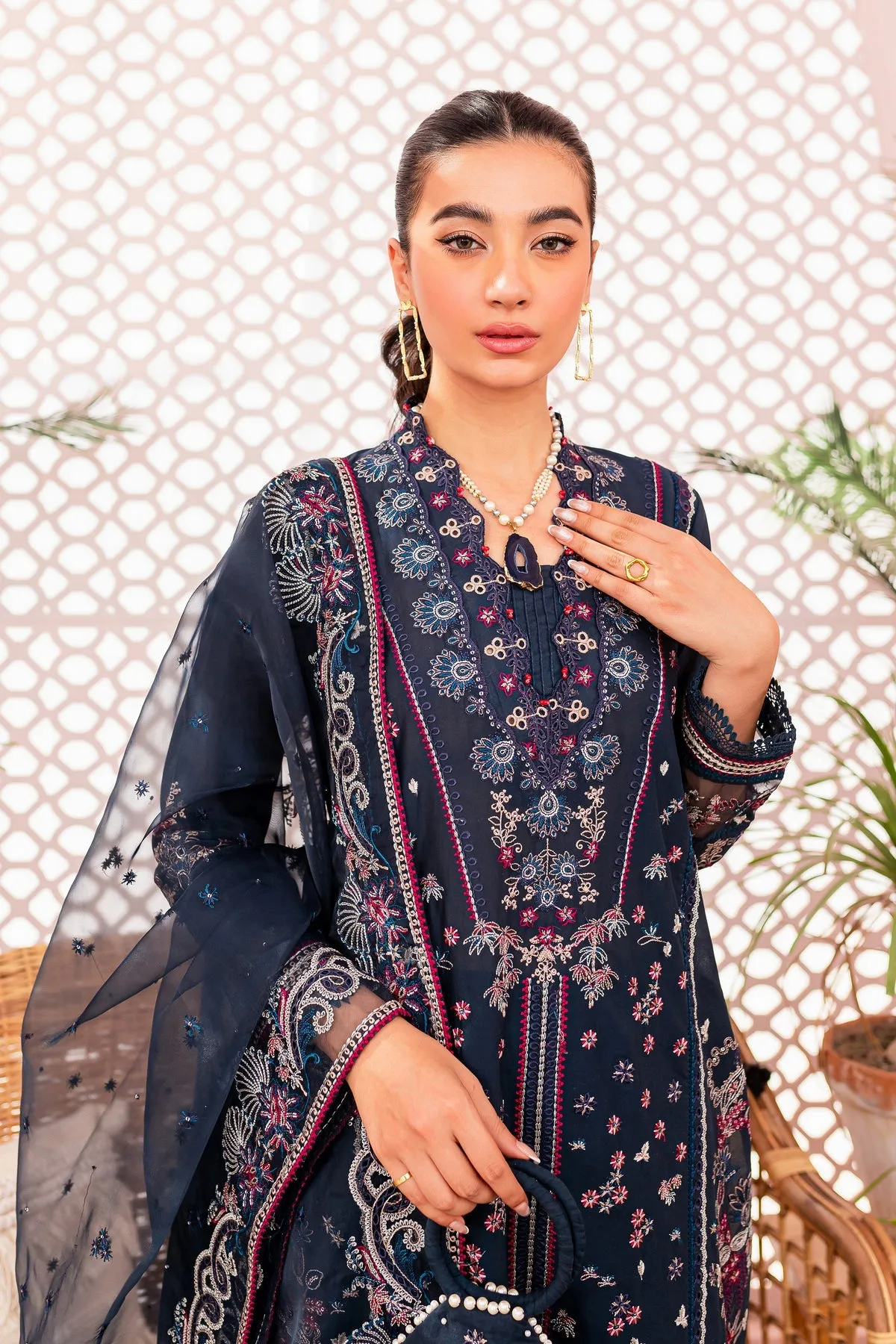 Blue Kameez Trouser Dupatta Style Pakistani Eid Dress