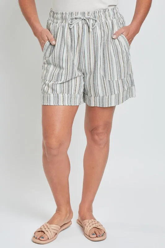 Blue Stripe Pull-On Cuffed Shorts | FINAL SALE