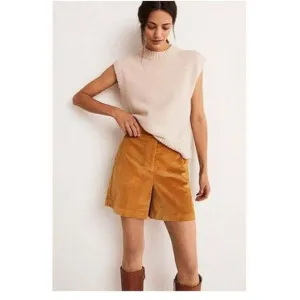 Boden Womens High Waist Shorts Corduroy UK 12 US 8 Orange Brown R0181 NWT