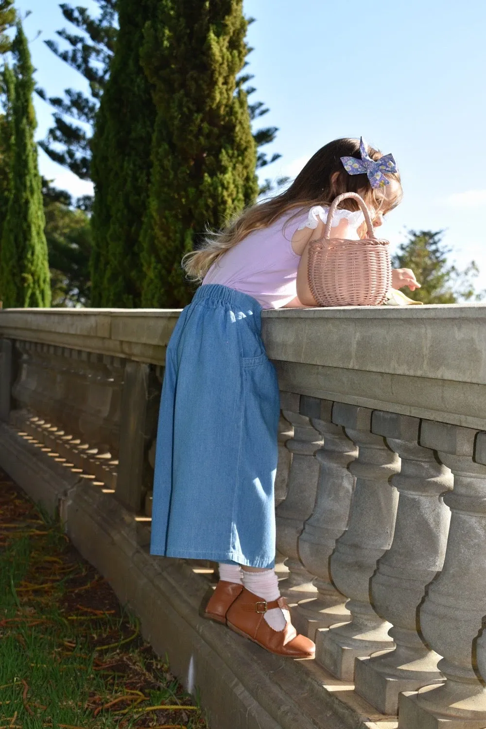 Boho 3/4 Pants | Hand-Bleached Denim
