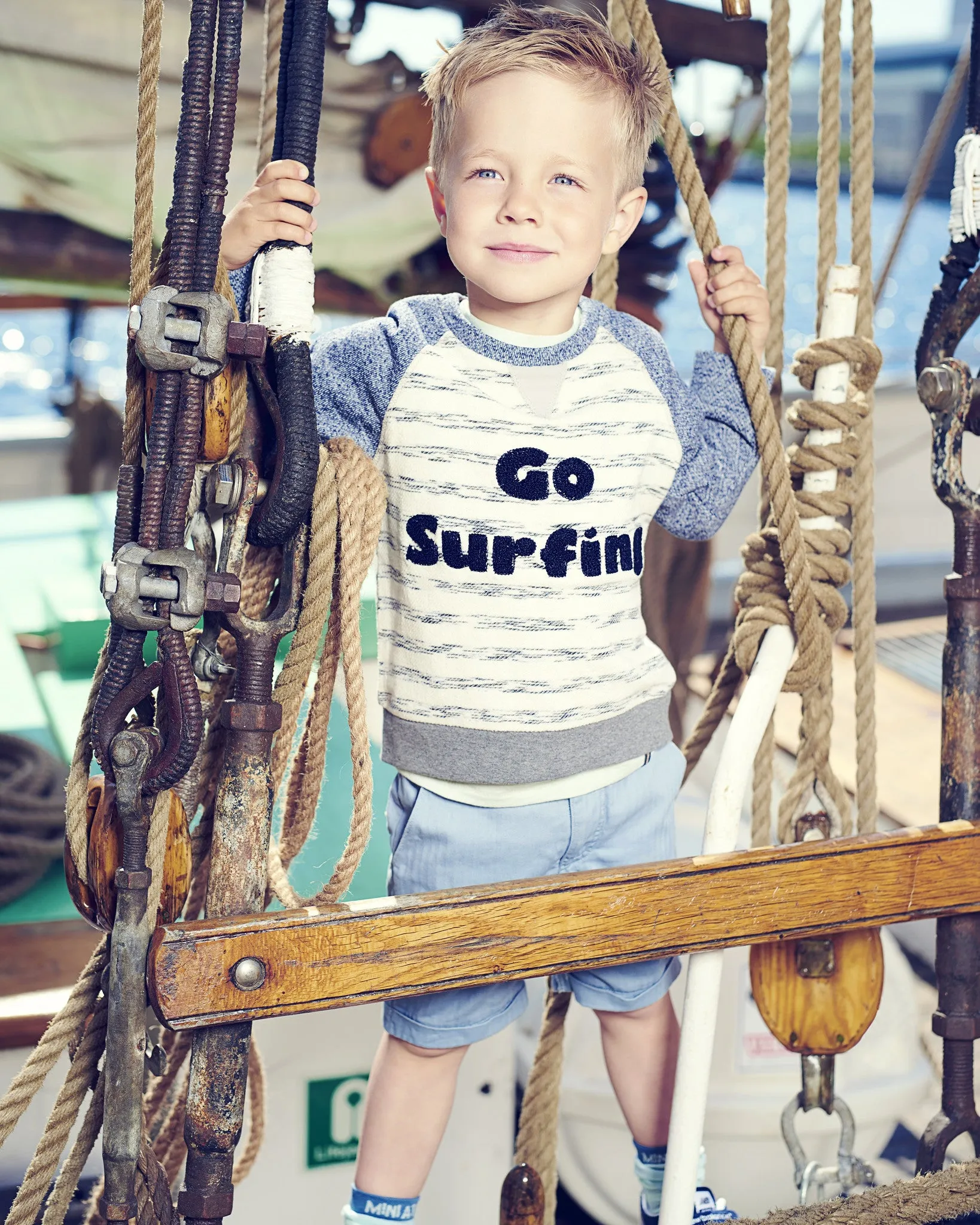 Boys Cornelis Shorts Herringbone Blue