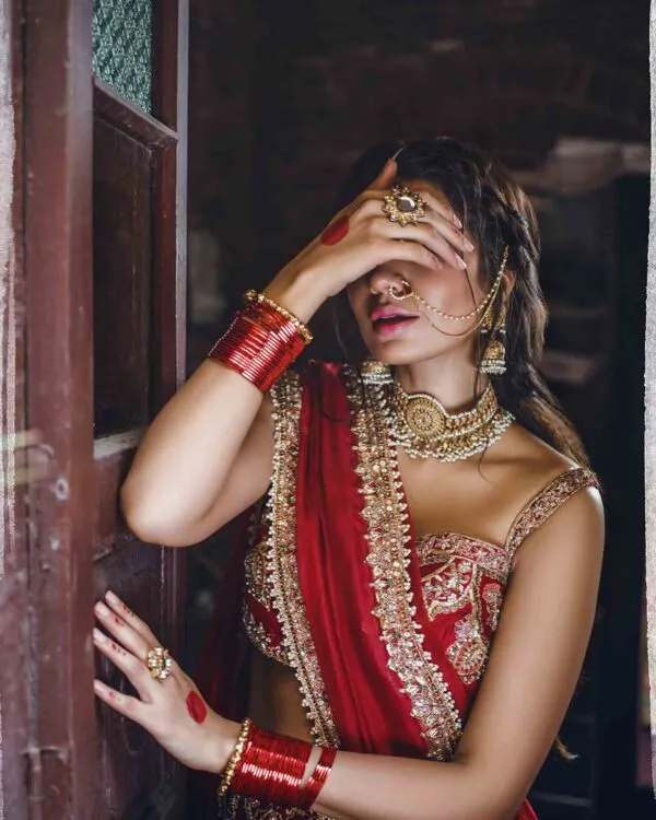 Bridal Pakistani Dresses in Red Lehenga Choli #BN897