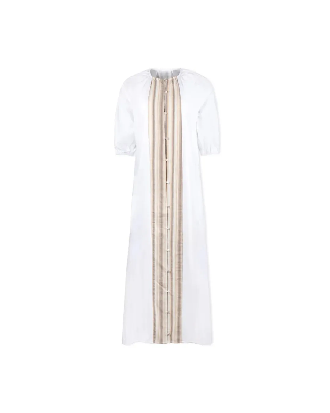 Button Down Embroidered Waisted Dress