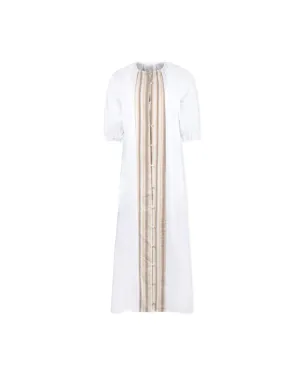 Button Down Embroidered Waisted Dress