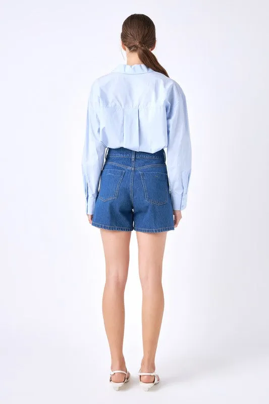 Buttoned Denim Shorts