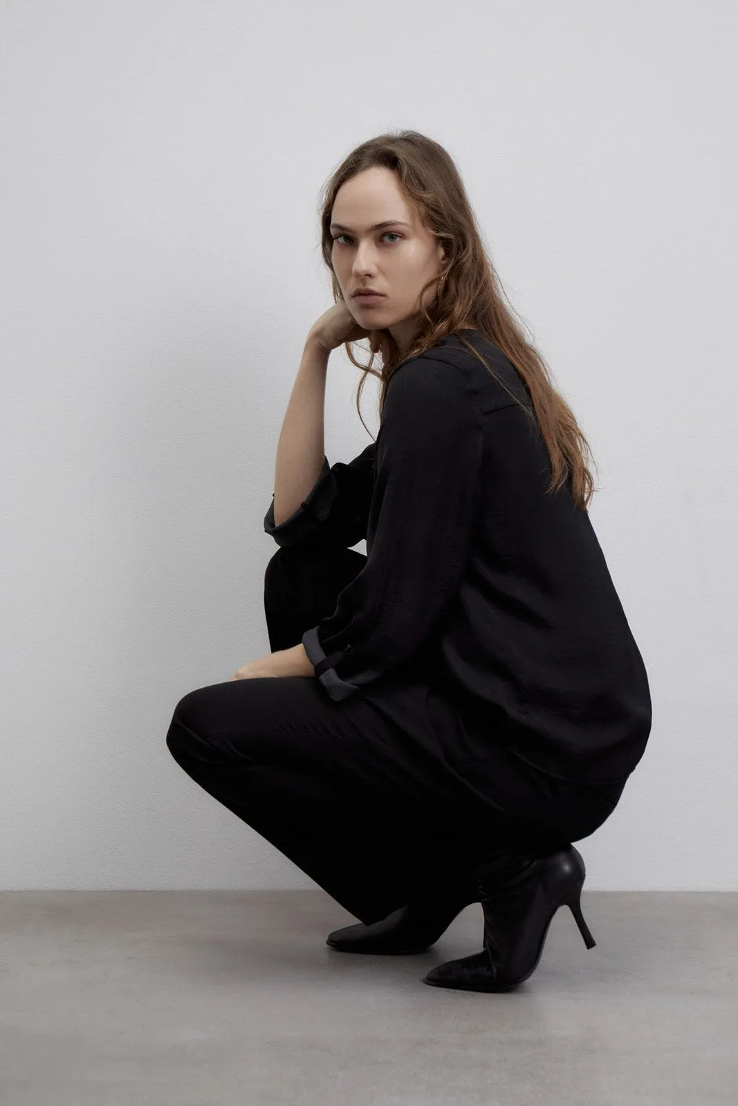 Buttons loose-fit blouse - Black